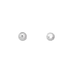 Bead 1pkg1000 silver-plated, 5mm corrugated round, brass