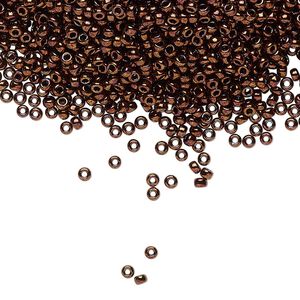 Seed bead, Miyuki, glass, pkg/250g, #11 rocaille, opaque metallic bronze, (RR-457B).