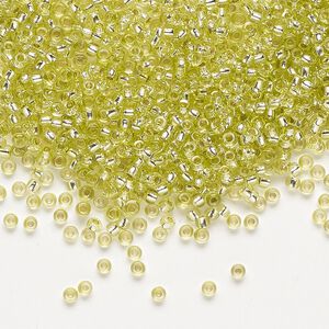Seed bead, Preciosa Ornela Czech glass, pkg/500g, #11 rocaille, translucent solgel dyed silver-lined lemon, (78153).