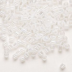 Seed bead, Delica&reg;, glass, pkg/7.5g, #8 round, translucent luster opal (DBL-0231).