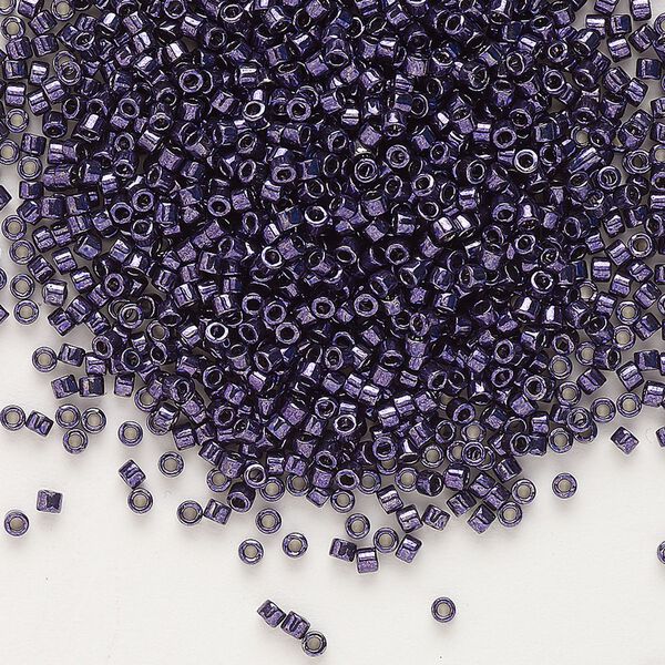 Seed bead, Delica&reg;, glass, pkg/250g, #11 round, opaque nickel-plated dyed color eggplant (DB-0464). image number 0