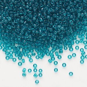 Seed bead, Dyna-Mites&trade;, glass, pkg/40g, #11 round, transparent teal blue, (21 11/0 RR).