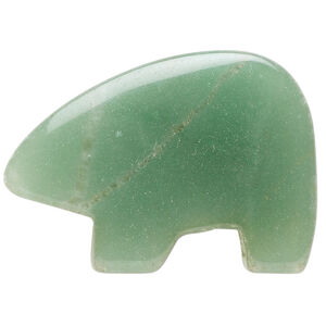 Green aventurine 1pkg1, half-drilled Zuni-style bear focal natural, 39x27mm-43x32mm