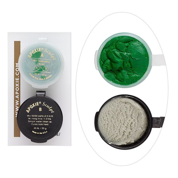 Adhesive 1pkg1 Apoxie&reg; Sculpt AVES&reg; epoxy and polymer resin, green, 0.1lb. image number 0