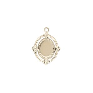 Drop, glue-in, 14Kt gold-filled, 15x13.5mm oval flower with 8x6mm oval setting with closed back. Sold individually.