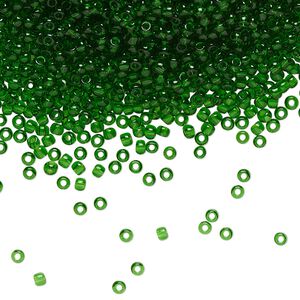 Seed bead, TOHO BEADS&reg;, glass, pkg/50g, #11 round, transparent grass green (TR-11-7B).
