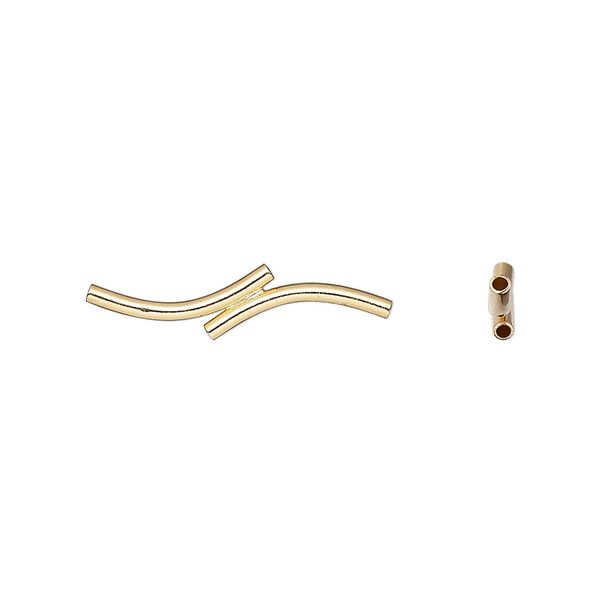 Bead 1pkg6 gold-plated, 22x5mm double curved tube, brass image number 0