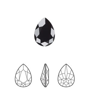 Fancy stone 144pk jet, Swarovski&reg; 14x10mm pear 4320