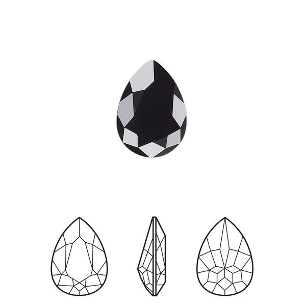 Fancy stone 144pk jet, Swarovski&reg; 14x10mm pear 4320 image number 0