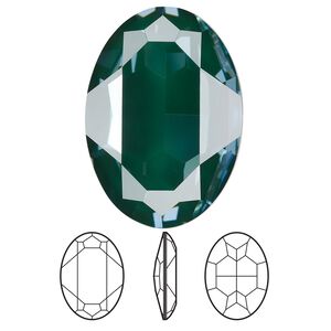 Fancy stone 24pk crystal pine green ignite LacquerPRO, Swarovski&reg; 30x22mm oval 4127