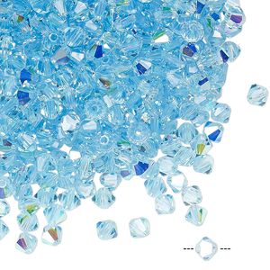 Bead 144pk aquamarine AB, Preciosa Czech crystal 4mm bicone