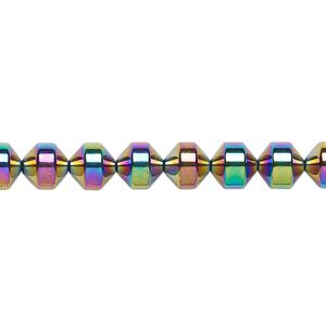 Hemalyke&trade; 1pkg1, rainbow titanium-coated roller bead 15.5-16 inch 6mm