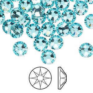 Flat back 144pk light turquoise foil back, Swarovski&reg; 7.07-7.27mm rose round SS34 2088
