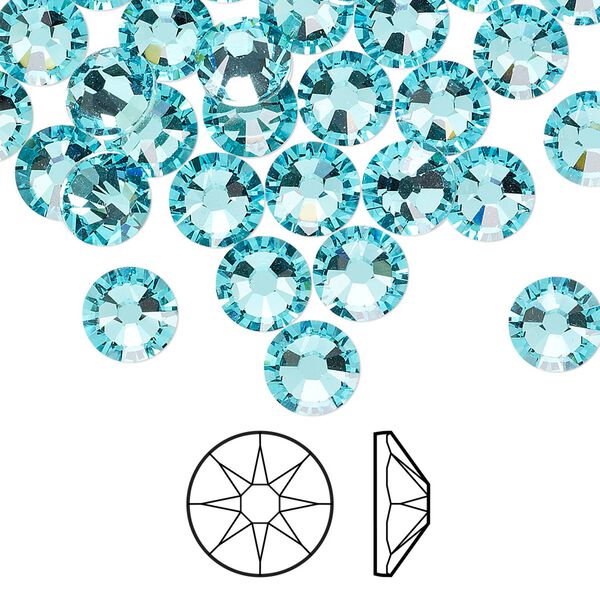 Flat back 144pk light turquoise foil back, Swarovski&reg; 7.07-7.27mm rose round SS34 2088 image number 0