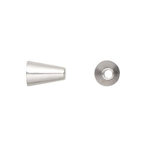 Bead 1pkg6 sterling silver, 11x8mm cone / I.D. 5.5mm