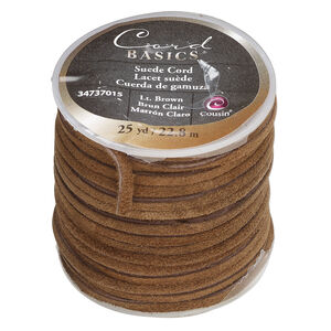 Cord 1pkg1, faux suede, dark brown, 3mm flat, 25 yards.