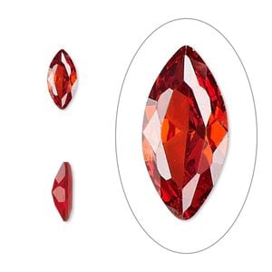 Gem, cubic zirconia, ruby red, 10x5mm faceted marquise, Mohs hardness 8-1/2. Sold individually.