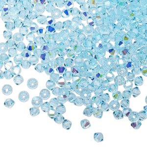 Bead 1440pk aqua bohemica AB, Preciosa Czech crystal 3mm bicone