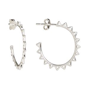 Earring, Create Compliments&reg;, sterling silver, 23mm round hoop with post and open triangle design. Sold per pair.