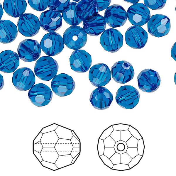 Bead 360pk Capri blue, Swarovski&reg; 6mm round 5000 image number 0
