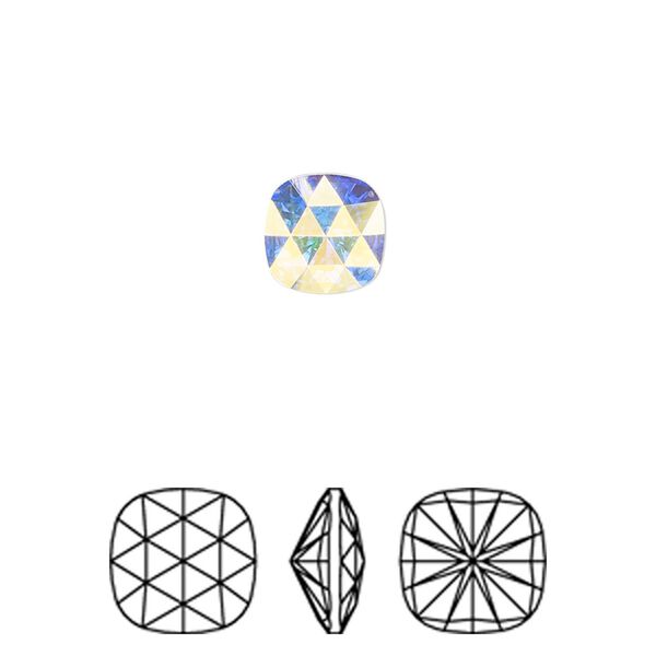 Fancy stone 144pk crystal AB foil back, Swarovski&reg; 8mm rose cut cushion 4471 image number 0