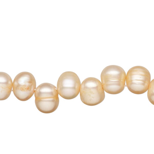 Freshwater pearl 1pkg1, top-drilled rice, 15.5-16 inch light orange 7x6mm-12x7mm cultured image number 0