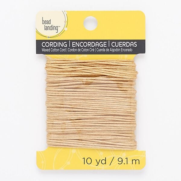 Cord, Bead Landing&trade;, waxed cotton, light orange, 1mm. Sold per pkg of 10 yards. image number 0