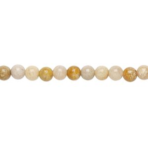 Indonesian fossil coral 1pkg1, round bead natural 15.5-16 inch 4mm