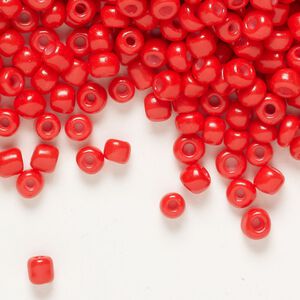 Seed bead glass 1pkg100g #6 round, opaque cherry red