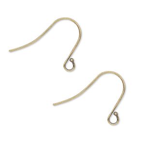 Ear wire fishhook 1pkg100 antique gold-plated, 15mm / open loop, 21 gauge brass 50 pair