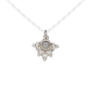 Drop 1pkg1, antiqued sterling silver and labradorite (natural), 13x11mm