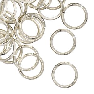Jump ring 1pkg50 nickel silver, 12mm hand-cut round / diamond wire, 16 gauge / 9.2mm inside diameter
