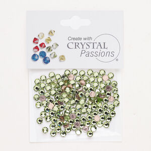 Flat back 1pkg144 peridot foil back, Crystal Passions&reg; rhinestone 3.80-4.00mm hotfix round SS16