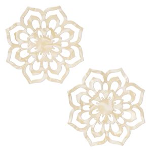 Focal, resin, tan, 50mm flower with cutouts. Sold per pkg of 2.