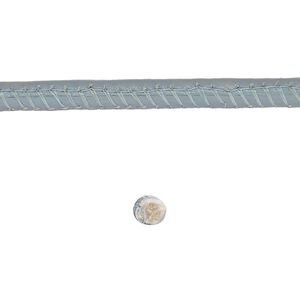 Cord, leather and cotton (dyed), grey, 4mm zigzag-stitched round. Sold per 5-yard section.