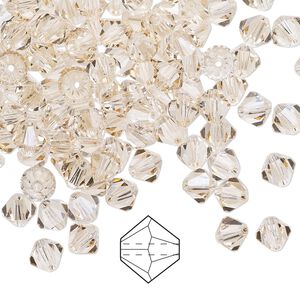 Bead 144pk crystal honey, Preciosa Czech crystal 5mm bicone