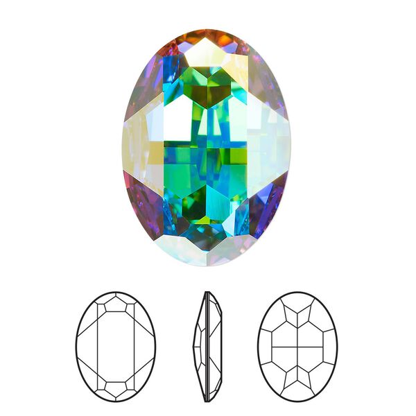 Fancy stone 24pk crystal AB foil back, Swarovski&reg; 30x22mm oval 4127 image number 0