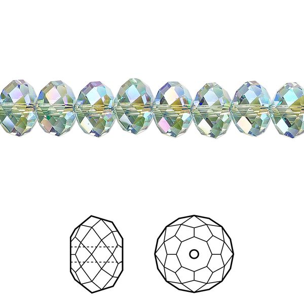 Bead 288pk erinite shimmer 2X, Swarovski&reg; 8x6mm rondelle 5040 image number 0