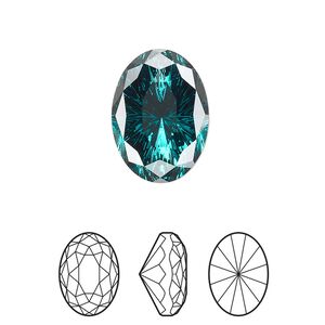 Fancy stone 1pk emerald foil back, Crystal Passions&reg; 18x13mm magical oval 4160
