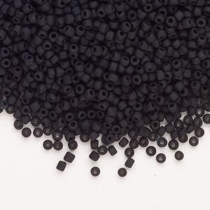 Seed bead, Dyna-Mites&trade;, glass, pkg/40g, #11 round, opaque matte black, (748MA 11/0 RR).