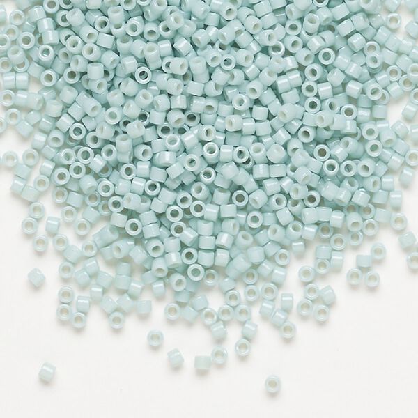 Seed bead, Delica&reg;, glass, pkg/50g, #11 round, Duracoat&reg; opaque outside dyed pale turquoise (DB-2356). image number 0
