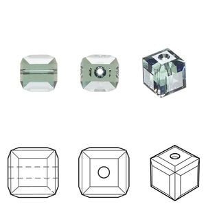Bead 6pk erinite, Crystal Passions&reg; 8mm cube 5601