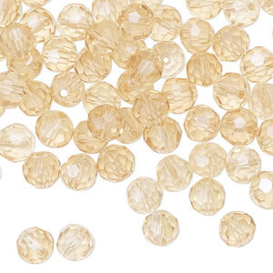 Bead 144pk translucent crystal golden shadow, Celestial Crystal&reg; 6mm round