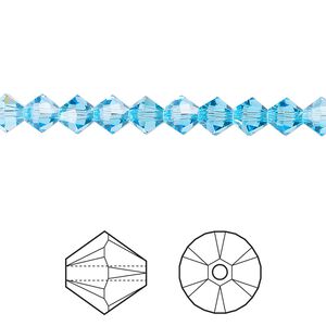 Bead 144pk aquamarine, Crystal Passions&reg; 5mm bicone 5328