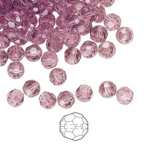 Bead 144pk light amethyst, Preciosa Czech crystal 5mm round