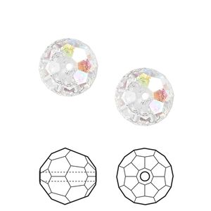 Bead 2pk crystal AB, Crystal Passions&reg; 12mm round 5000
