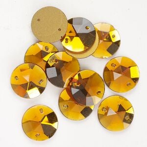 Sew-on 1pkg12 topaz, vintage Preciosa Czech crystal 20mm round