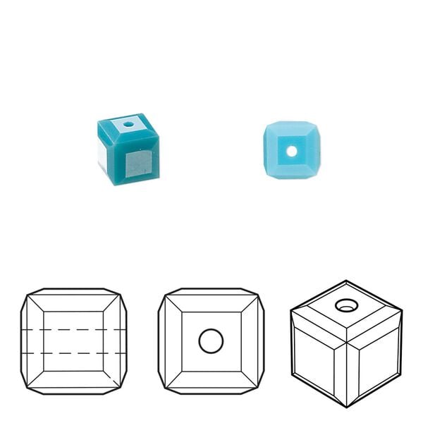 Bead 6pk turquoise, Crystal Passions&reg; 6mm cube 5601 image number 0