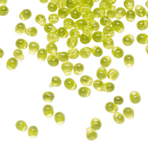 Seed bead, Miyuki, glass, pkg/10g, 4x3.4mm fringe, transparent lime green (DP-143).