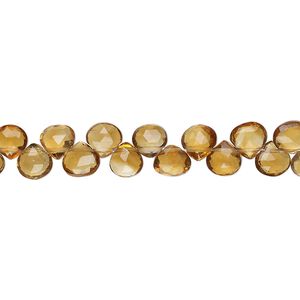 Brandy citrine 1pkg1, hand-cut top-drilled faceted puffed teardrop bead 8 inch 5-6mm